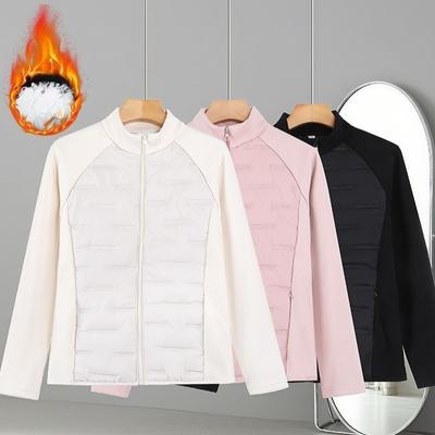 Women's Patchwork Sports Cotton Jacket Warm Stand Collar Slim Lightweight Autumn Winter Outdoor Windproof Coat