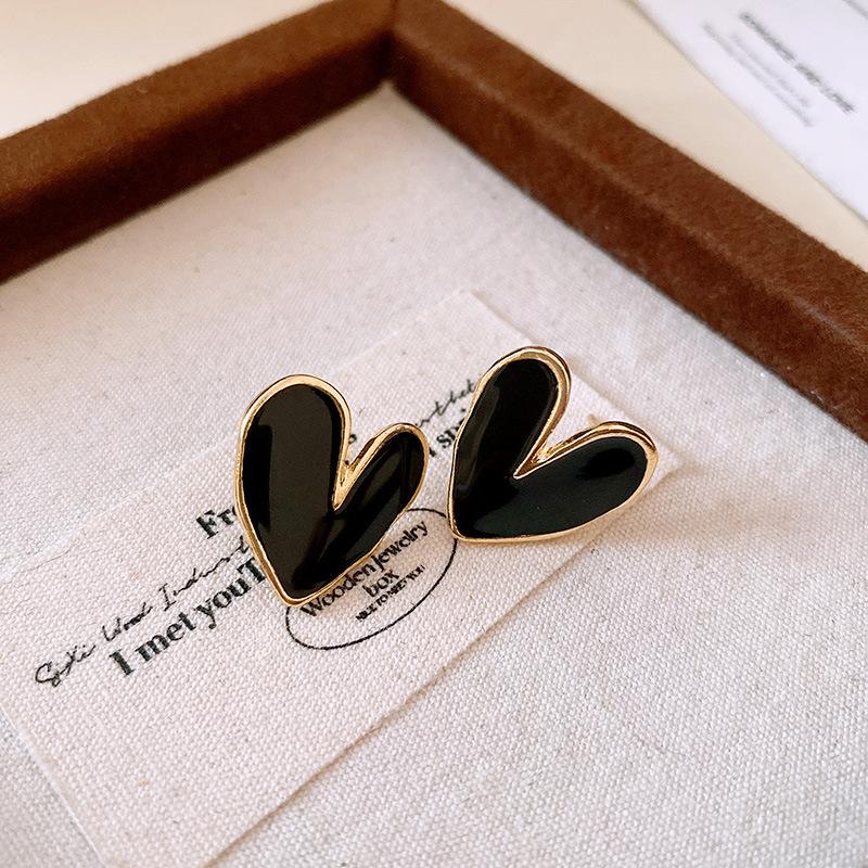 Black Enamel Oil Drop Butterfly Earrings Retro Versatile High-end Stud Earrings Niche Earrings Women