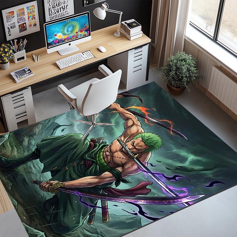 Roronoa Zoro Pattern Rug, Indoor/Outdoor Mat, for Picnic, Gameroom, Bedroom, Office, Living Room, Home Decor Carpet, Birthday Gift