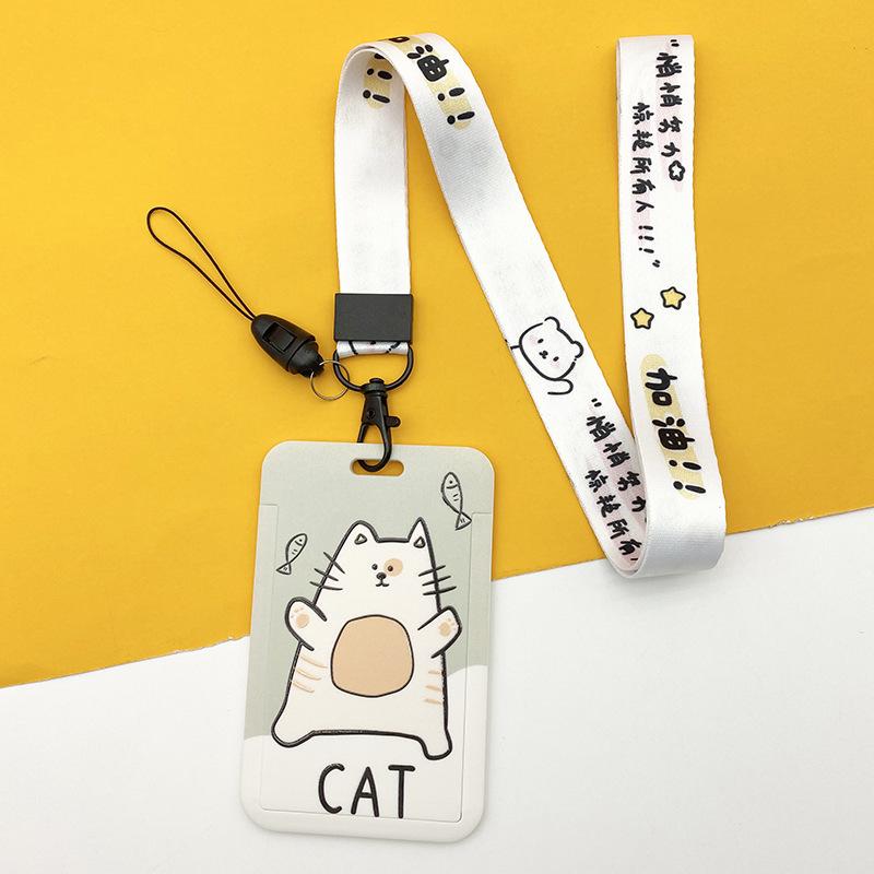 Estuche deslizante de dibujos animados Kawaii, etiqueta de identificación, funda para permiso de trabajo, funda con estampado de oso y conejo, soporte para tarjeta con nombre de permiso de trabajo