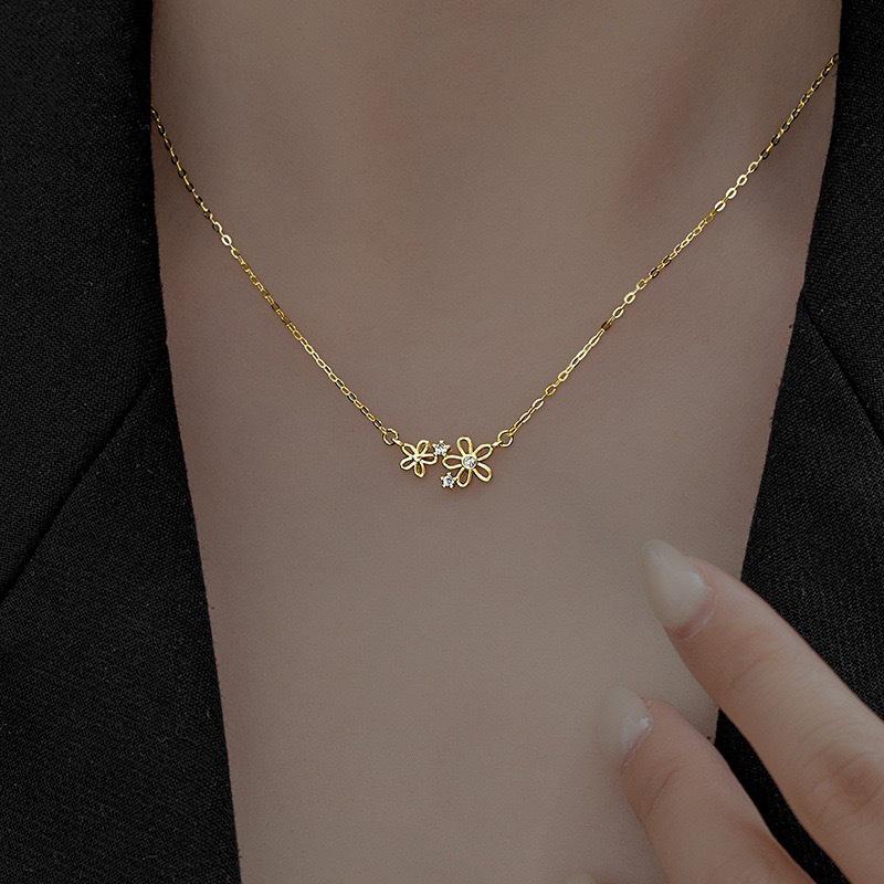 Zircon Small Flower Necklace for Women - Elegant & Gentle Forest Style Clavicle Chain