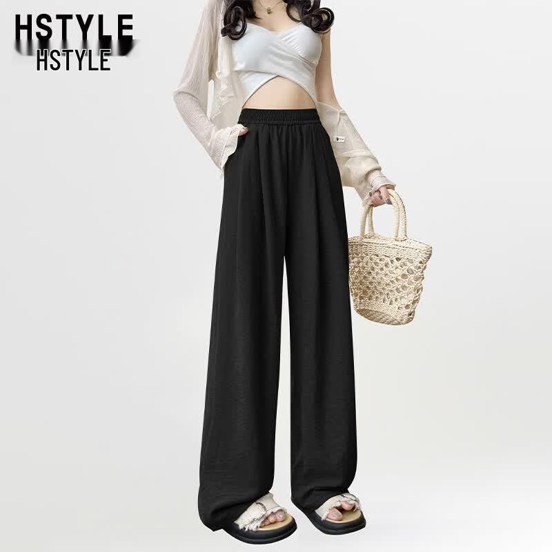 Женские летние повседневные брюки с широкими штанинами HSTYLE L чёрный