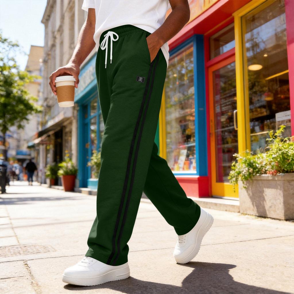 Pantaloni della tuta larghi da uomo con coulisse in vita e laterali per lo sport e il tempo libero