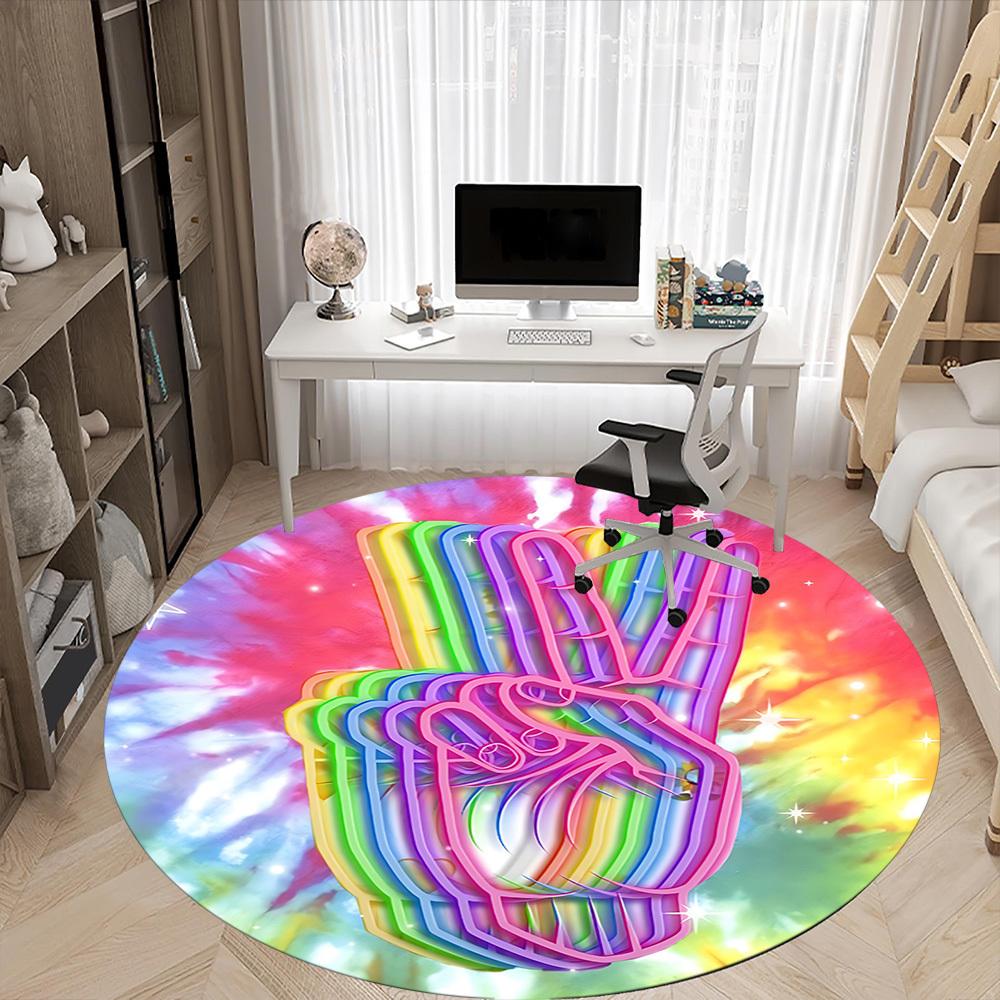 1pc Rainbow Hand Chair Carpet for Office, Indoor Non Slip Washable Polyester Fiber Carpet,