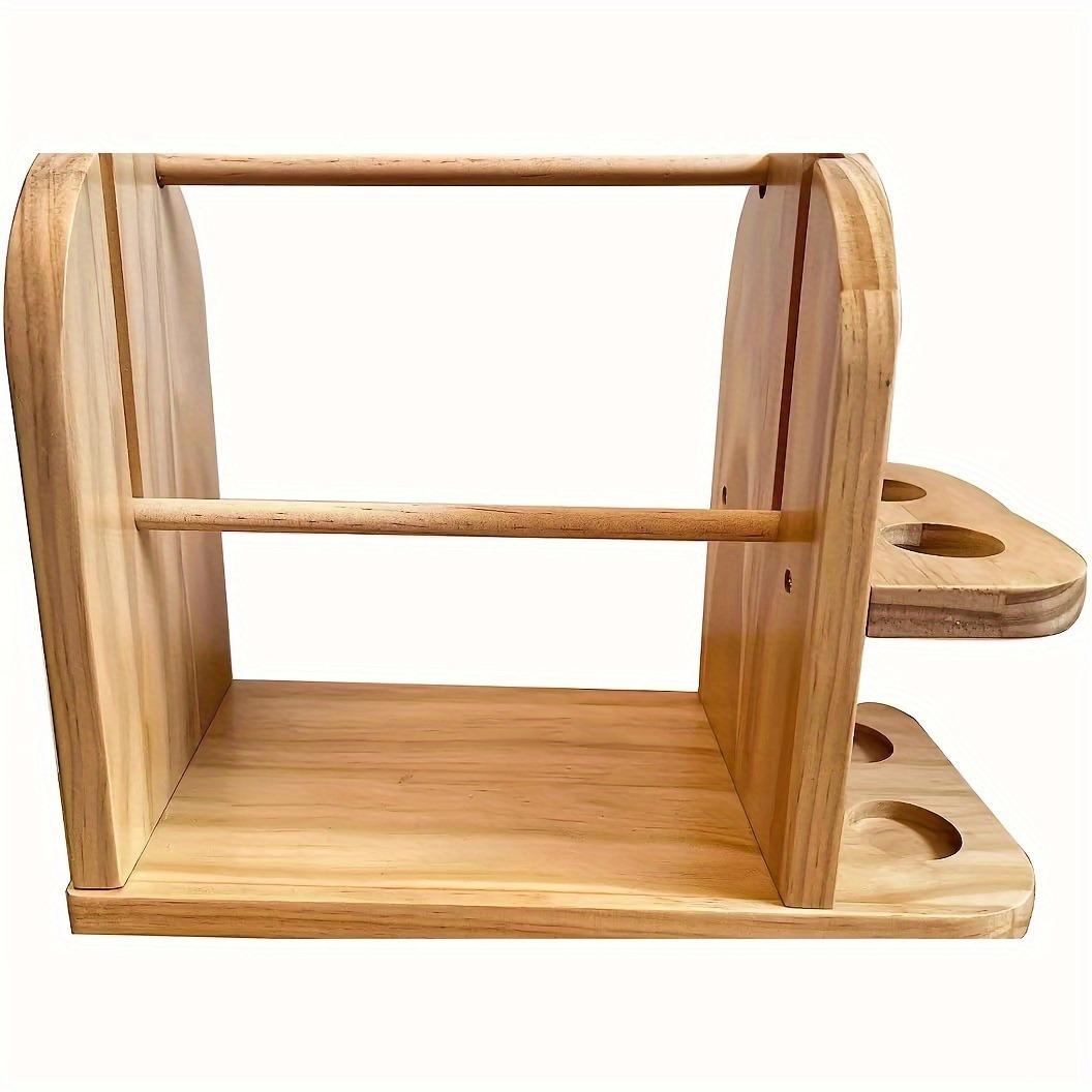 

Деревянный держатель пряжи, двойной вращающийся деревянный диспенсер пряжи для вязания крючком, большая емкость для подачи пряжи с боковым органайзером