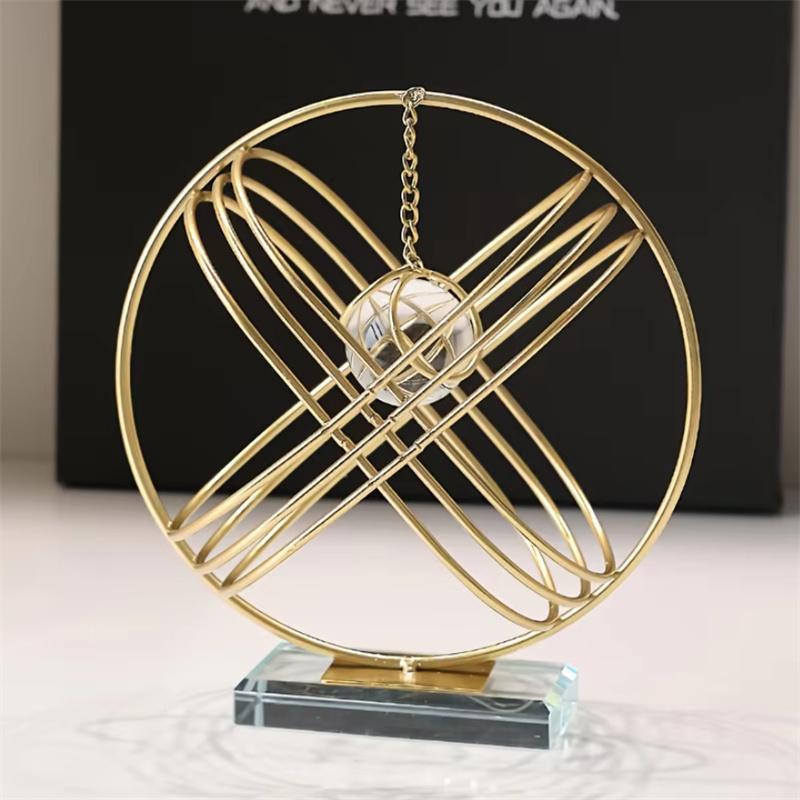 Metal Home Decoration Crafts Light Luxury Desk Crystal Ball Pendant Living Room Bedroom Study Office Desktop Decoration Ornament