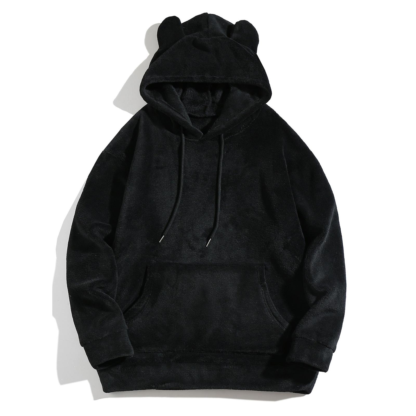 

Мужская зимняя мода однотонная плюшевая толстовка с капюшоном L