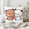 Kawaii Panda Bear Couple Dudu Bubu Pillow Case Sofa Living Room Bedroom Headboard Backrest Square Cushion Nap Time