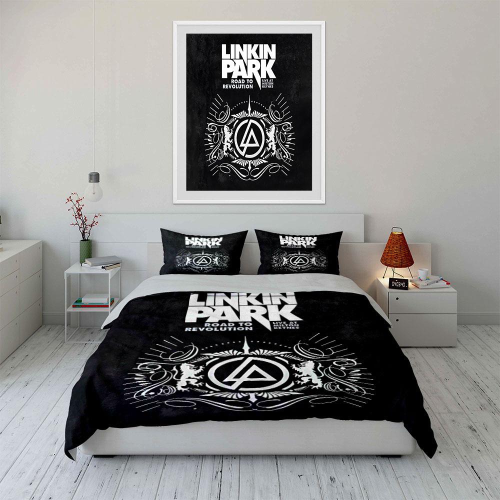 Linkin Park Road Revolution Set Biancheria da Letto Set Copripiumino Copripiumino Federe  (1 * Copripiumino 2 * Federe, senza piumino)