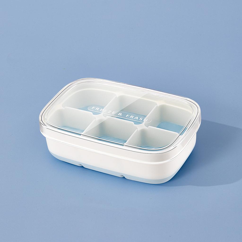 6 Grids Ice Cube Mold with Lid Easy To Release Freezer Ice Tray DIY Tools Storage Box for Fruit Juice Silicone Mold
