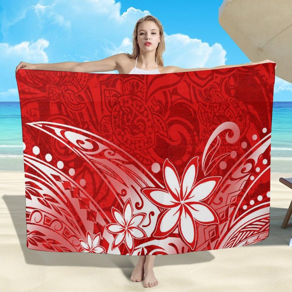 Summer Lightweight Women'S Sarong Shawl Polynesian Customizable Pattern Beach Essential Sun And Windproof Cape