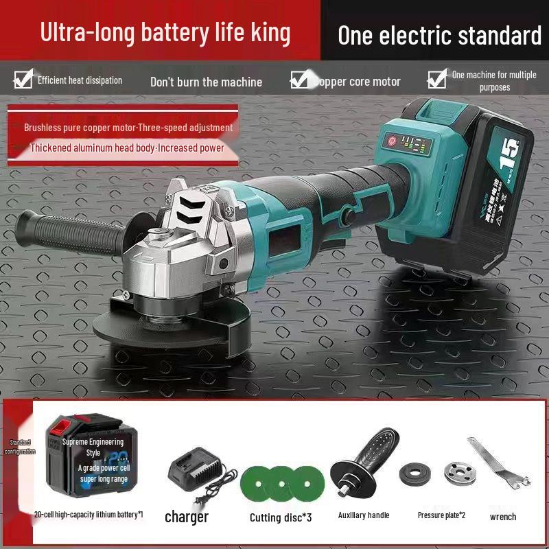 משחזת זווית אלחוטית בעלת הספק גבוה: מנוע מברשות רב-תכליתי לטחינה וליטוש