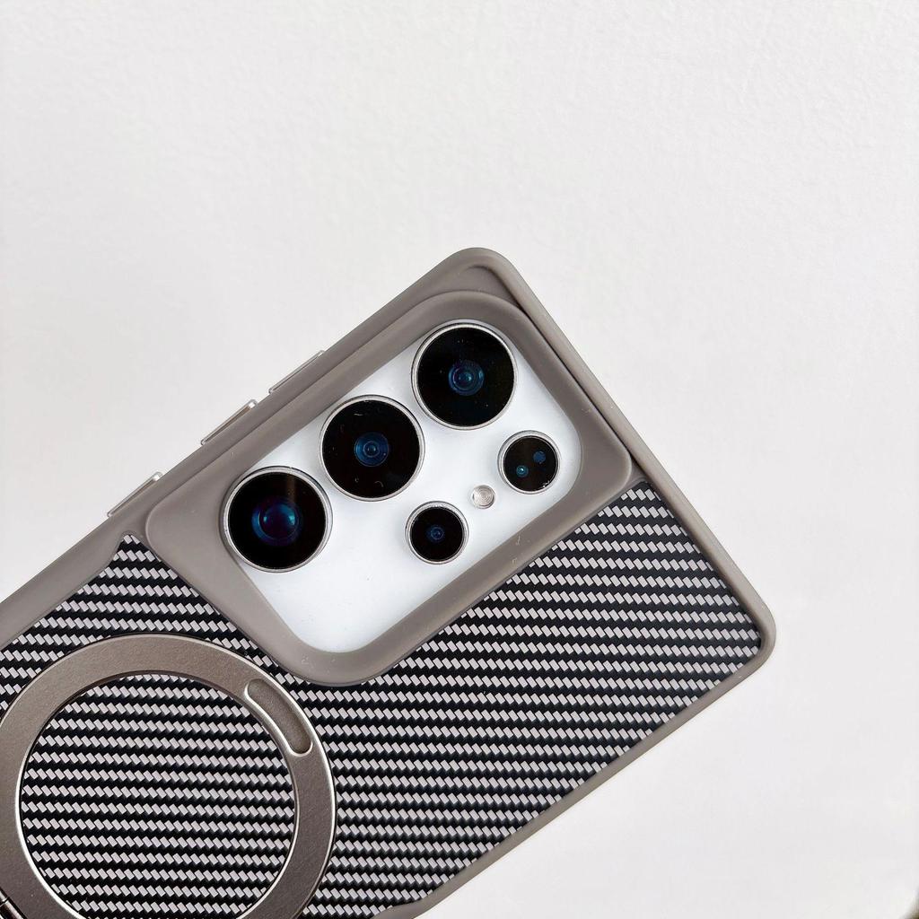 Samsung S25 Ultra Slim Carbon Fiber Magnetic Case with Stand & Drop Protection