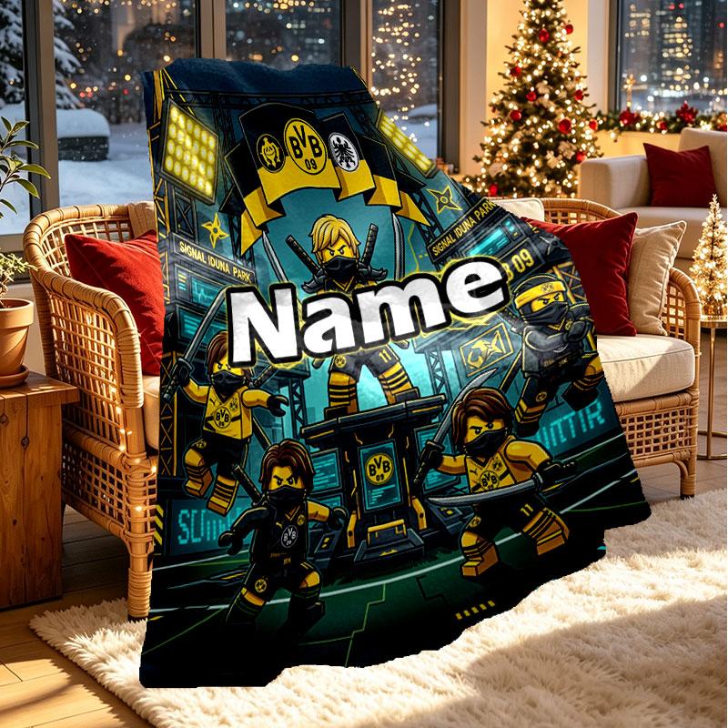 Custom Name Personalized Borussia Dortmund Bvb Print Blanket, Home Decor, Bedroom, Sofa, Camping, Couch, Gifts for Birthday Christmas