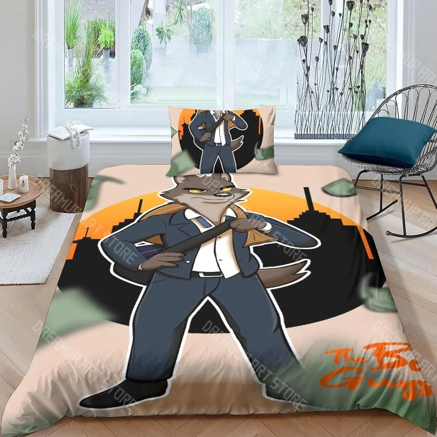 Housse de couette dessin animé Les Bad Guys Ensemble de literie Exquis Impression numérique Couette Lit Jeune Décoration de maison Enfants Filles Garçons Cadeau EU Single 90x200cm