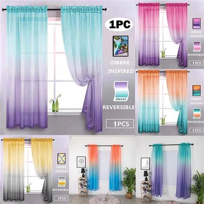 2026 1pc Modern Gradient Tulle Window Curtains For Living Room 3D Color Organza Yarn Sheer Voile Curtain For Bedroom Kitchen Drape Decor