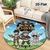 Black Clover Round Area Rug Carpet Rug For Living Room Bedroom Sofa Playroom Decor Nonslip Floor Mat