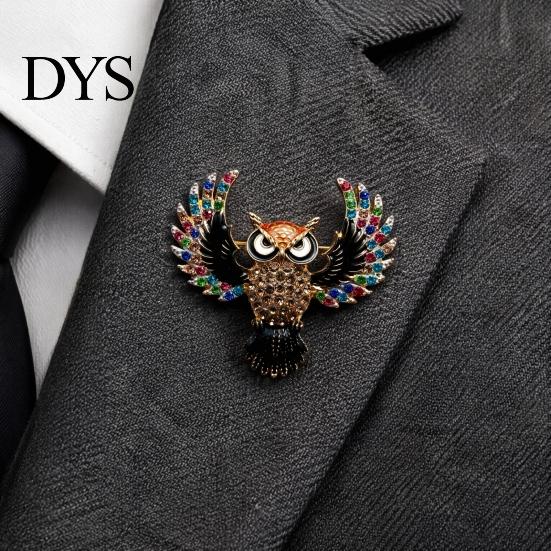 Animal Brooch Accessory Colorful Rhinestone Owl Pin, Bird Shape Lapel Pin for Suit Dress Scarf Hat Bag Decoration, Clothing Gift Men Women Jewelry