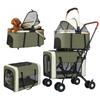 Double Pet Stroller For Dogs Cats Foldable Travel Carriage Detachable Carriers Safety Belts 4 Lockable Wheels Large Capacity