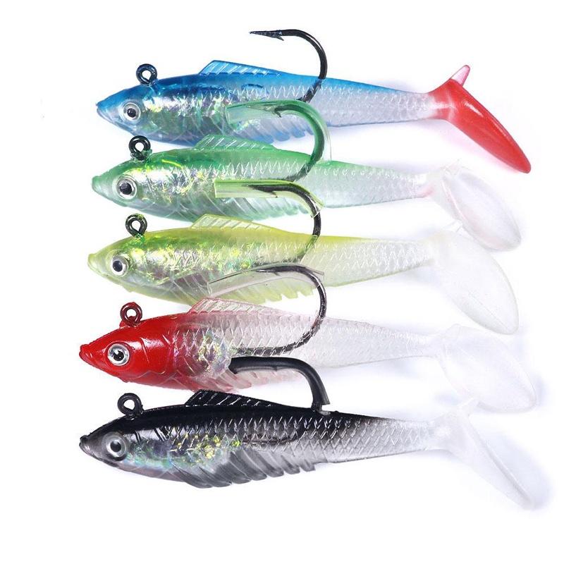 Rubber Fish, Fishing Lure, Artificial Bait, Rubber Bait Set, Trout, Zander and Perch Bait, Jig Heads, Freshwater, Saltwater