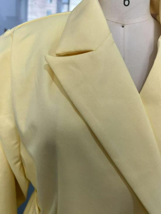 Women's Tie-Waist Padded Shoulder Suit Jacket - European & American Style, Elegant Commuter Blazer