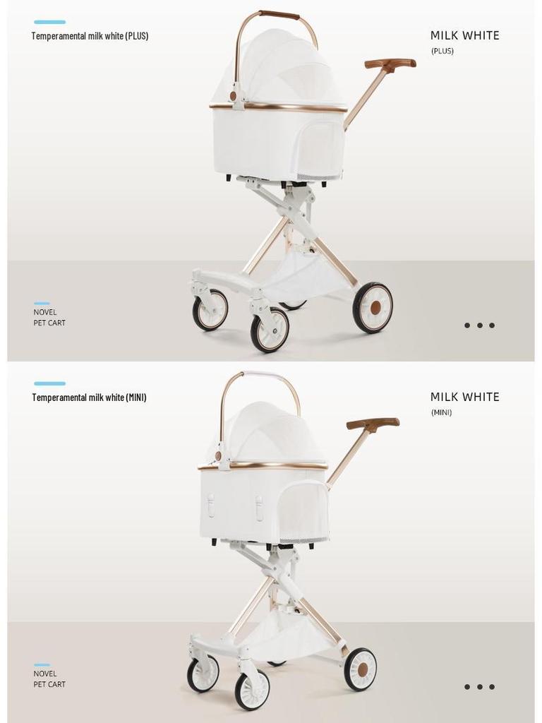 Stilvoller weißer PU-Leder-Haustierkinderwagen: Abnehmbares Design für Hunde und Katzen unter 30 Pfund