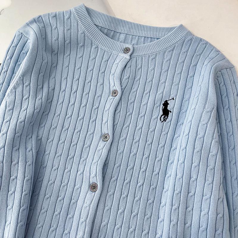 Women Autumn Winter Long Sleeve O Neck Little Horse Mark Soft Breathable Loose Cardigan Sweater Coat