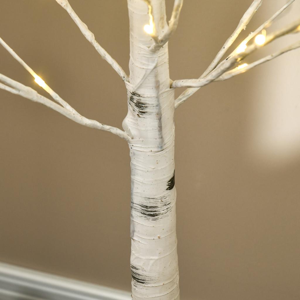 Birch Tree 180cm Tall with 96 LED Lights IP44 Warm White Indoor Decoration 22x22x180cm White