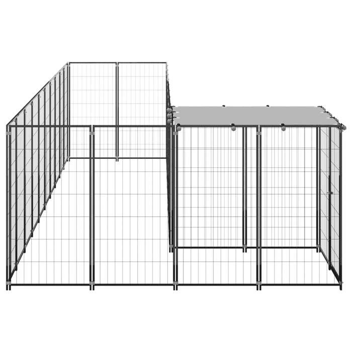 VidaXL Chenil Noir 7,26 m² Acier Enclos pour Chiots Cage Chiens Extérieur 3082237