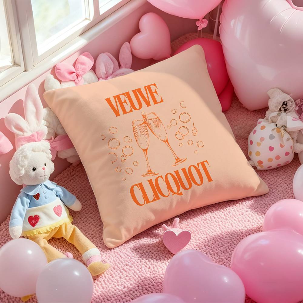 Luxury Fashion V-Veuve C-Clicquot Pillow Case Comfort Sofa Bed Silky Elegant Invisible Zipper Custom Decorative Cushion Cover
