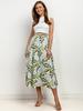 T424 Midi Skirt Green and Blue Pattern