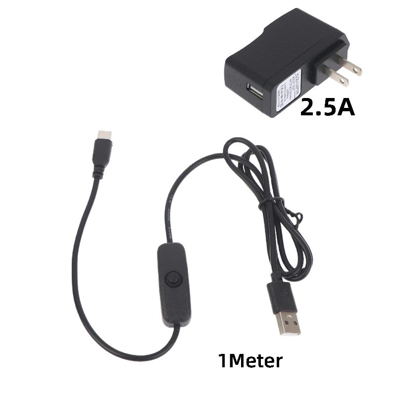 1/2/3 Pcs USB C Extension Cable For Raspberry Pi 3 4 Power Switch USB Male To Type C Male Adapter With On/Off Phone Laptop Parts