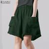 ZANZEA Women Casual Elastic Waist Loose A-line Short Pants