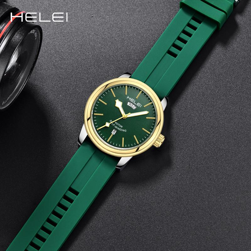 HELEI Sport Men Watch Top Brand Luxury Military Army Waterproof Male Clock Quartz Business Original Silicone Wristwatch 9020AJ