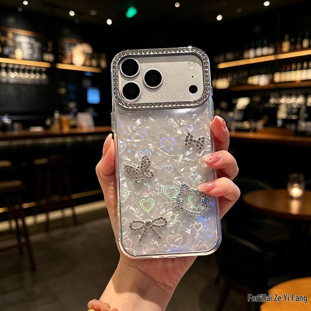 Shiny Diamond Bowtie Cat Headphone Case for Oppo A6s/Find X9/New A5/Reno 15/A58