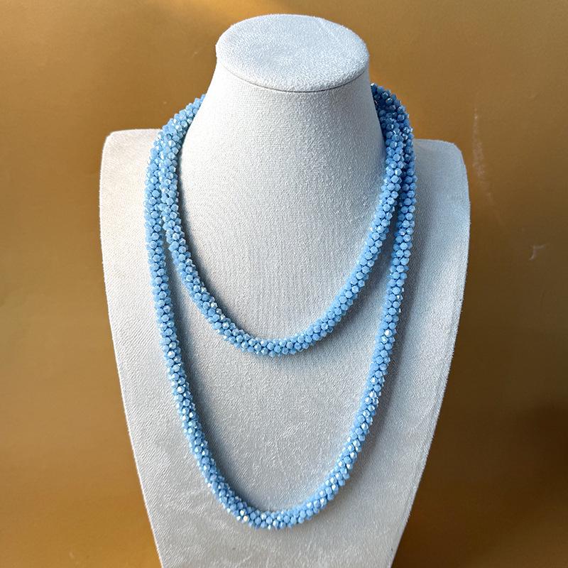 Retro Multi-layer Crystal Long Necklace - Handmade & Versatile Collarbone Chain