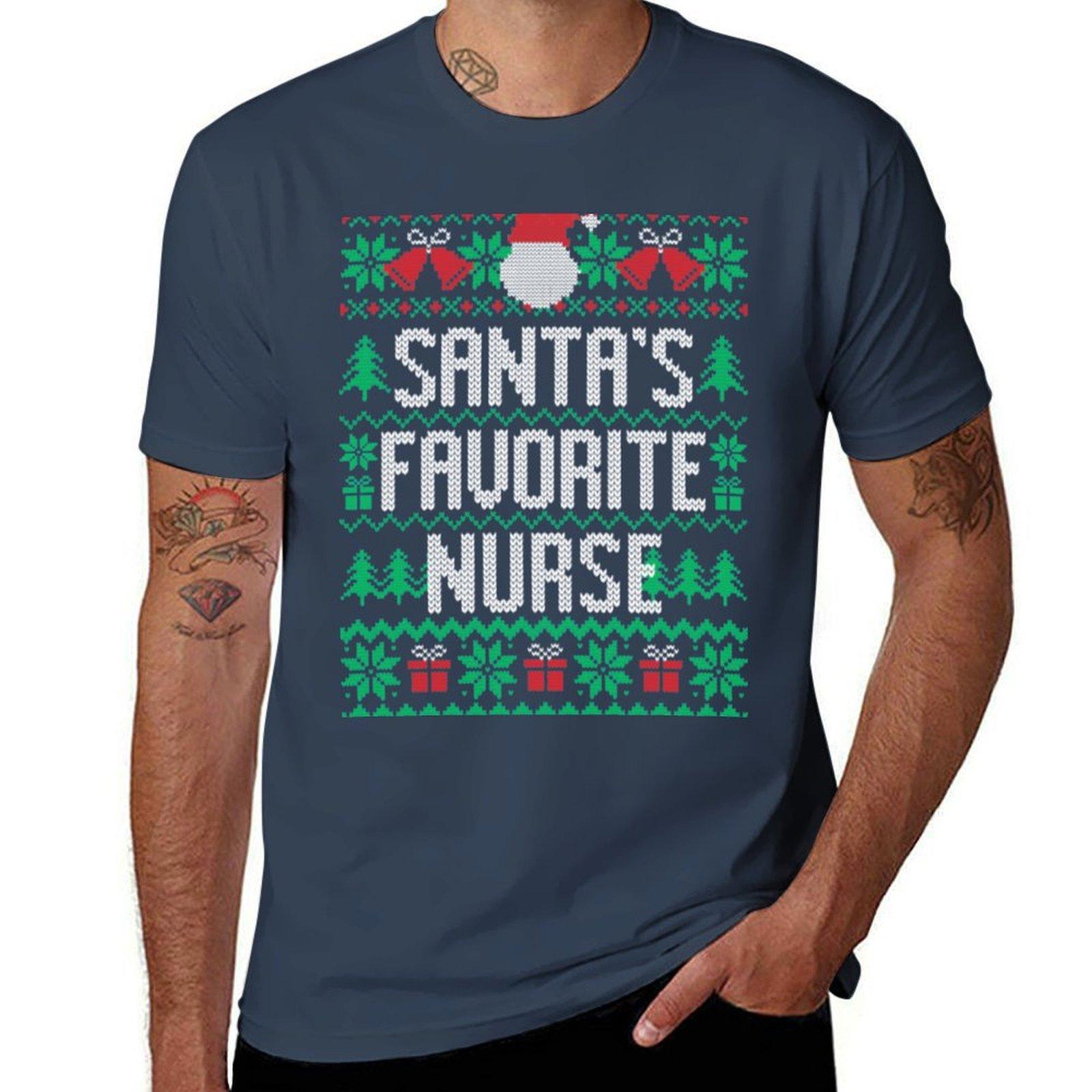 Santas Favorite Nurse TShirt Christmas Theme Tee Top S