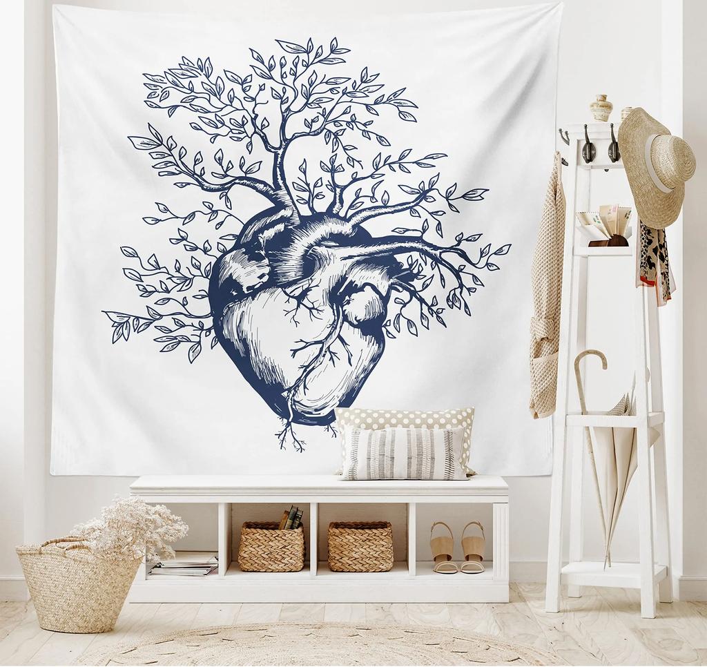 Love Tapestry Floral Love Romantic Shape Heart Tapestry Valentines Day Flowers Wall Hanging Decor for Bedroom Living Room Dorm