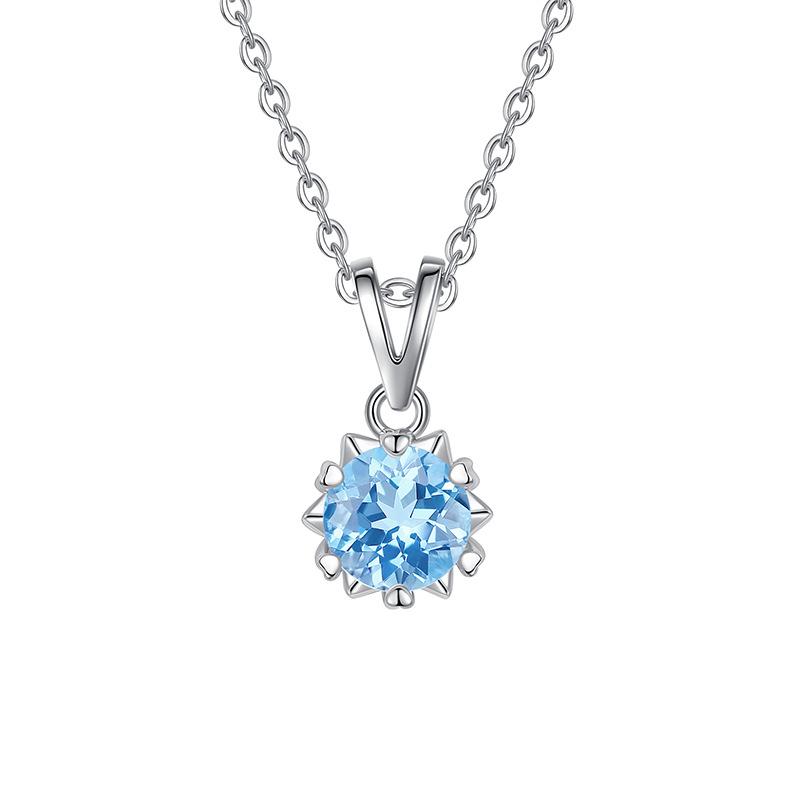 S925 Sterling Silver Necklace Women's High-end Design Sense Natural Crystal Stone Olivine Topaz Six-claw Jewelry Set Women