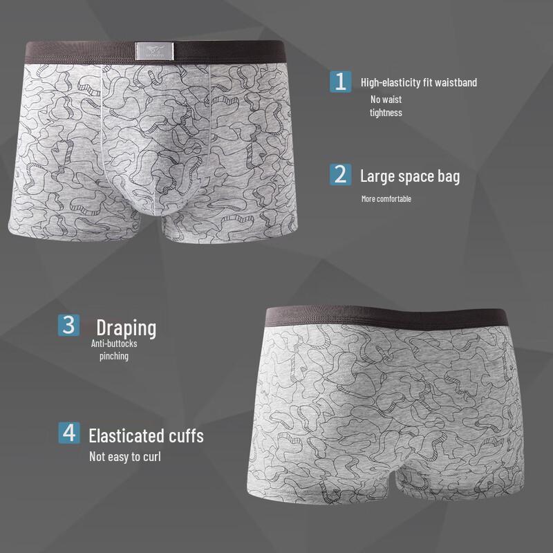 Septwolves Men's Antibacterial Boxer Briefs 4-Pack