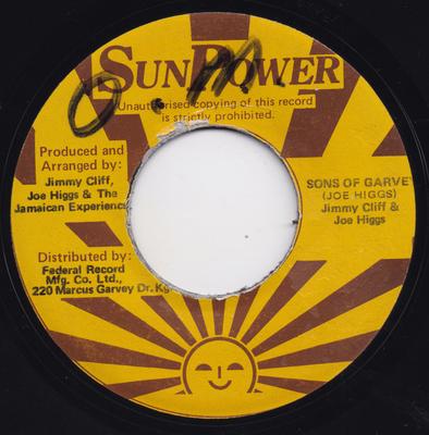 7inch Record JIMMY CLIFF & JOE HIGGS - Sons Of Garvey NONE Sunpower 1979 Jamaica Reggae, Ska & Dub Used