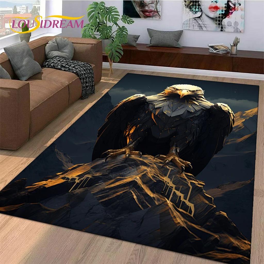 3D Süße Eule Adler Vögel Cartoon Teppich für Schlafzimmer Wohnzimmer Zuhause Sofa Dekoration, Kinderspiel Große Dekor Bodenmatte Geschenk