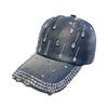 2025 Summer New Women'S Denim Diamond Baseball Cap Casual Fashion Duckbill Cap Sun Hat Strap Adjustable