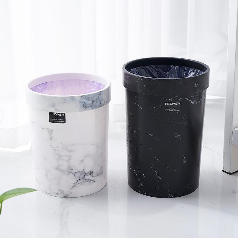Marmoroptik Plastikmülleimer ohne Deckel Europäischer Stil Mülleimer Büro Müllbehälter Wohnzimmer Schlafzimmer Abfalleimer