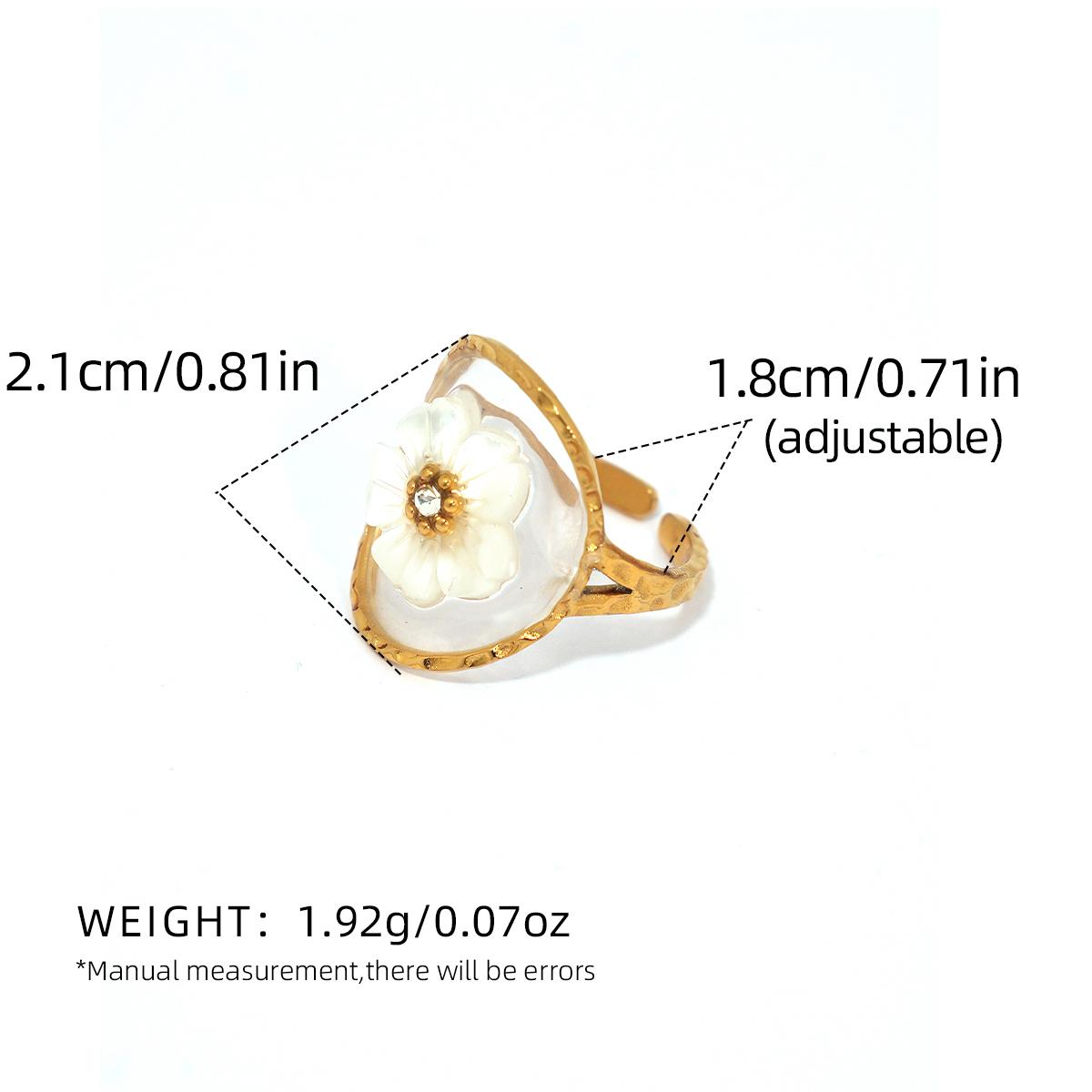 Literary Retro Eternity Flower Design 18K Gold Plated Zircon Adjustable Stainless Steel Waterproof Ring For Ladies Zircon Gift resizable