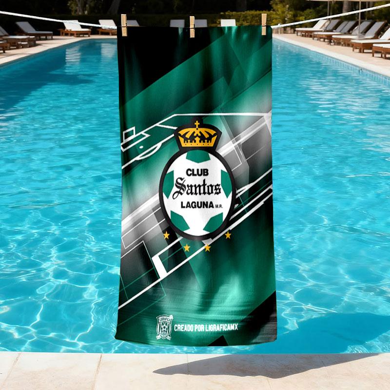 Club Santos Laguna Print Beach Towel Design, Soft, Lightweight. for Home Bathroom, Spa, Pool, Yoga, Surfing, Camping, Gift for Family, Friend