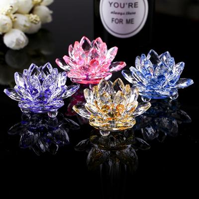 6cm Crystal Lotus Flower Figurine Home Wedding Decoration Glass Craft Collection Paperweight Table Ornaments Souvenir Gifts