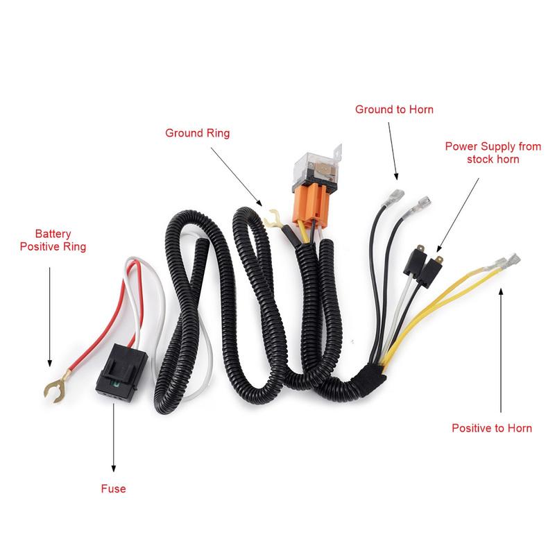 12V 40A Horn Cable Relay For Grille Mount Blast Tone Horns Motorcycle Horn Wire Wiring Harness Kit Car Truck Relay Fuse