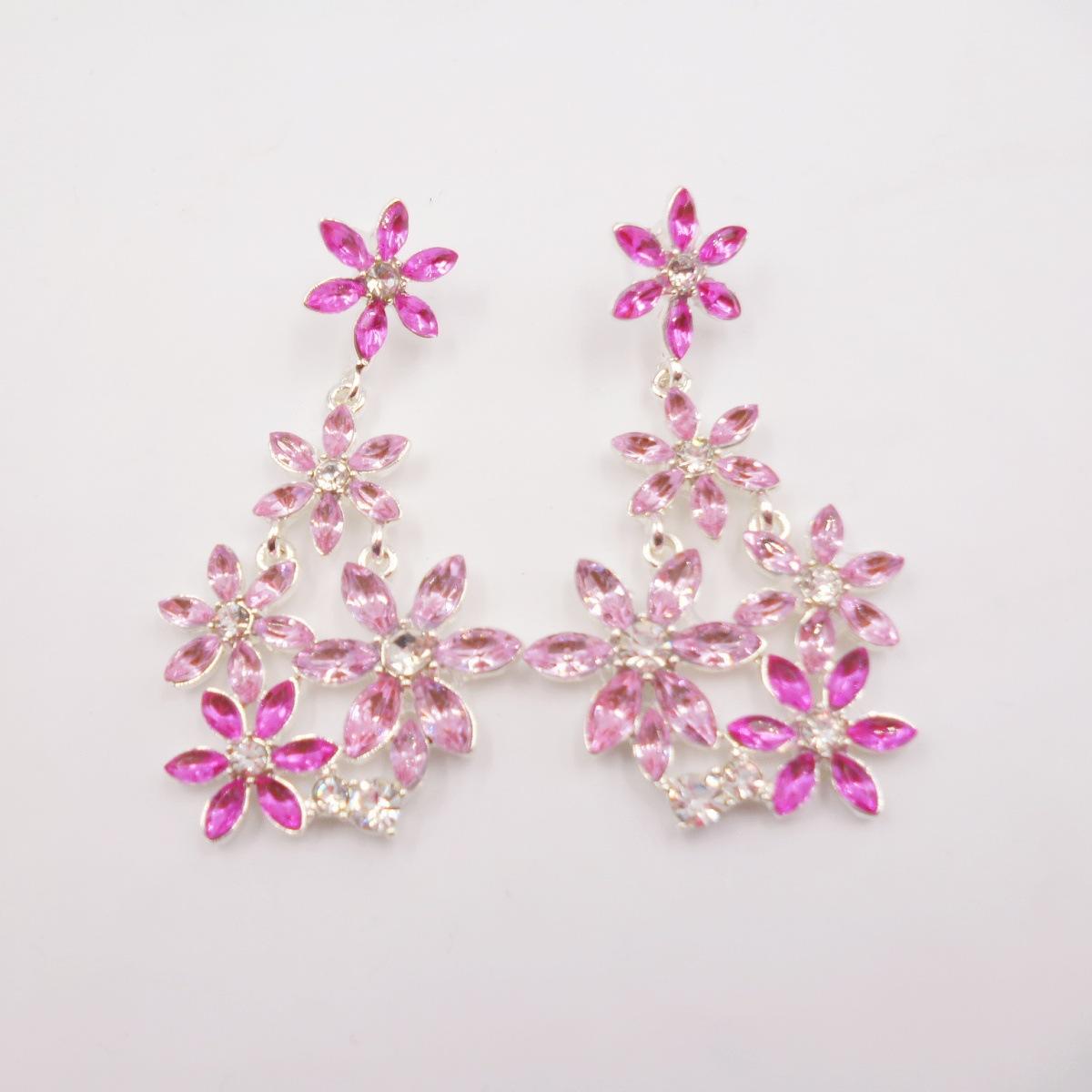 

Серьги с розовыми цветами Летние серьги-подвески из сплава с кубическим цирконием в пасторальном стиле розовый