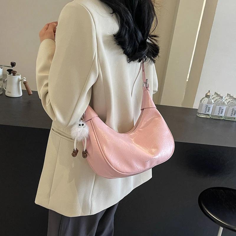 Pu Zipper Solid Crossbody Bags For Women Soft Interior Compartment Fashion Bun Shape Premium Durable Quality Useful